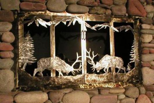 fighting elk custom fireplace doors
